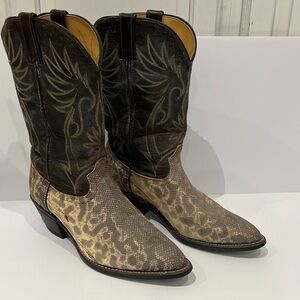 Men’s Durango Python Cream and Gray Cowboy Boots, Vintage